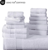 Casa Platino 100% Ring-Spun Cotton Bath Towels Set of 24 - 2 Bath Sheets, 2 Gym Towel, 2 Bath, 4 Fingertip, 6 Hand, 8 Washcloths, Gentle on Body, Quick Dry, Everyday Use – White