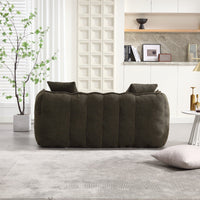 2 Seater Fluffy Bean Bag Chair with High Resilience Foam Core, Comfortable Lazy Sofa For Living Room, Dining Room, Bedroom, Square Recliner Sofa for Adults to Gaming, Reading, Watching TV, Olive Green