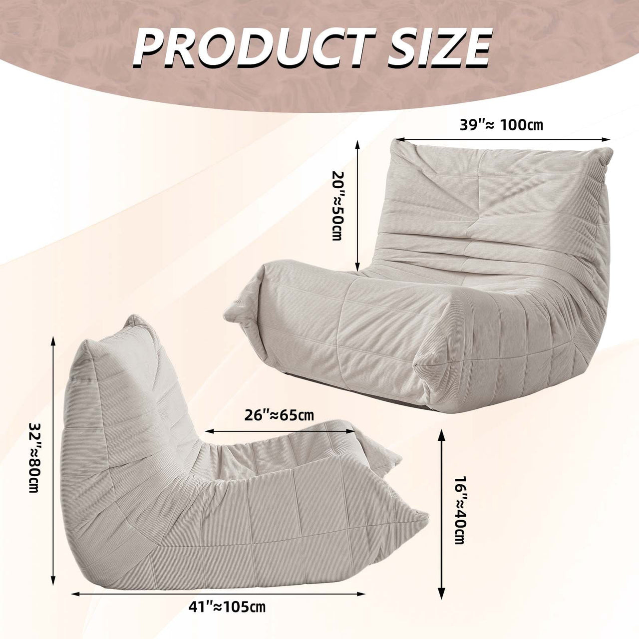 Adult Bean Bag Chair,Memory Foam Togo Sofa,Lazy Floor Sofa, Ergonomically Designed Fireplace Chair, Multi-functional Chair for Living Room and Bedroom