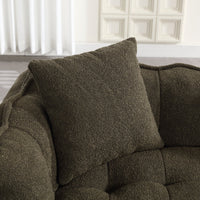 2 Seater Fluffy Bean Bag Chair with High Resilience Foam Core, Comfortable Lazy Sofa For Living Room, Dining Room, Bedroom, Square Recliner Sofa for Adults to Gaming, Reading, Watching TV, Olive Green