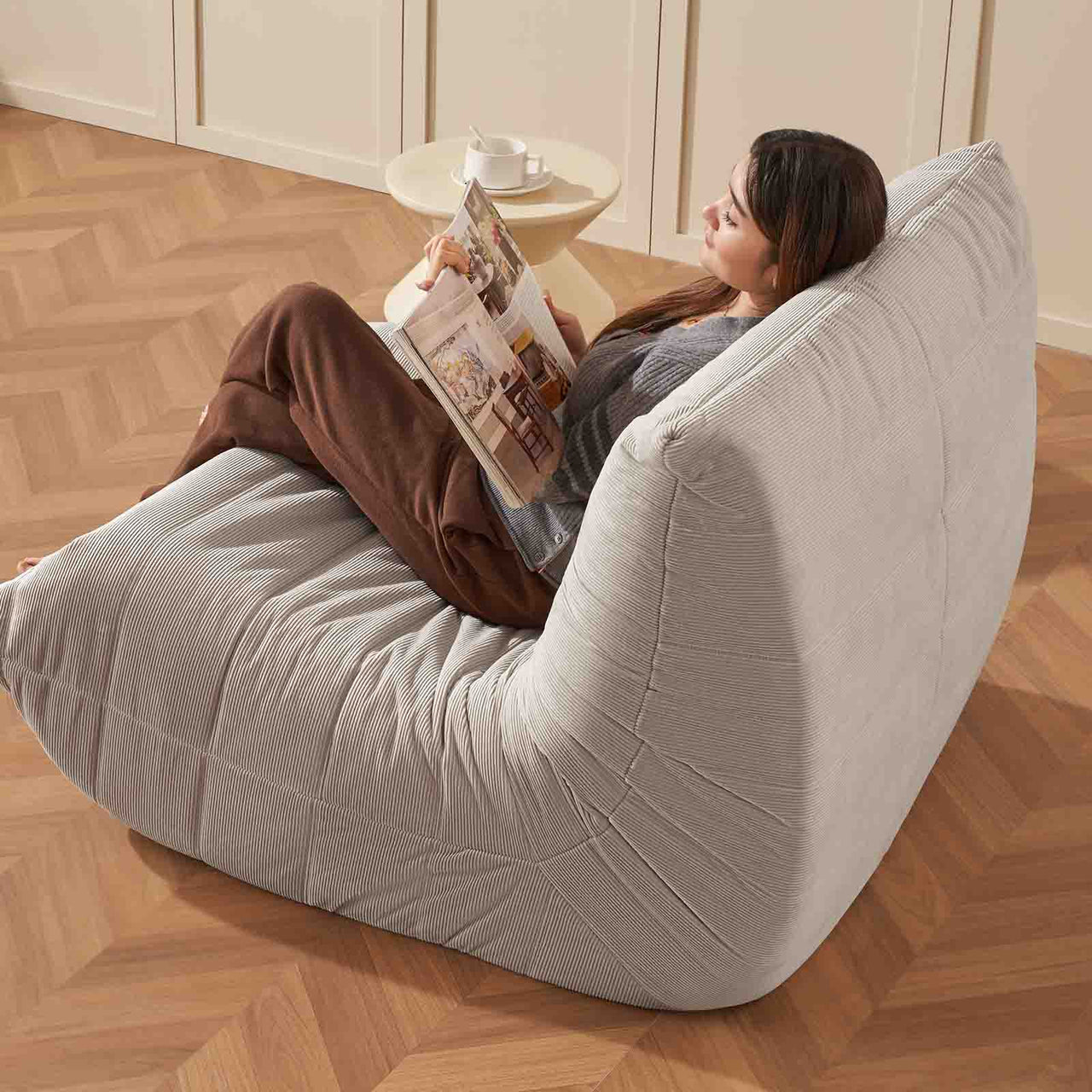 Adult Bean Bag Chair,Memory Foam Togo Sofa,Lazy Floor Sofa, Ergonomically Designed Fireplace Chair, Multi-functional Chair for Living Room and Bedroom