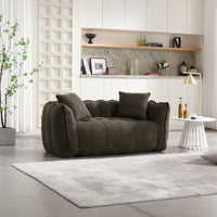 2 Seater Fluffy Bean Bag Chair with High Resilience Foam Core, Comfortable Lazy Sofa For Living Room, Dining Room, Bedroom, Square Recliner Sofa for Adults to Gaming, Reading, Watching TV, Olive Green