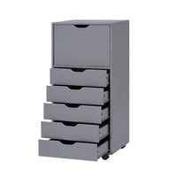 6 Drawer Dresser, Tall Dressers for Bedroom, Kids Dresser with Wheels, Storage Shelves with Drawers, Small Dresser for Closet, Makeup Dresser with 180 lbs Capacity - Grey