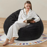3.5FT Bean Bag Chair Adult Bean Bag Chair Large Bean Bag Chair with Filler Included Teardrop Bean Bag Chair with Removable Cover for Bedroom Living Room - (Large, Black)