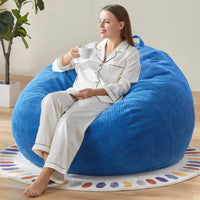 3.5FT Bean Bag Chair Adult Bean Bag Chair Large Bean Bag Chair with Filler Included Teardrop Bean Bag Chair with Removable Cover for Bedroom Living Room - (Large, Blue)