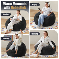 3.5FT Bean Bag Chair Adult Bean Bag Chair Large Bean Bag Chair with Filler Included Teardrop Bean Bag Chair with Removable Cover for Bedroom Living Room - (Large, Black)