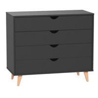 35 in. Solid Wood Four Drawer Standard Dresser, Black
