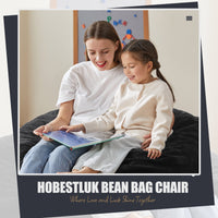 3.5FT Bean Bag Chair Adult Bean Bag Chair Large Bean Bag Chair with Filler Included Teardrop Bean Bag Chair with Removable Cover for Bedroom Living Room - (Large, Black)