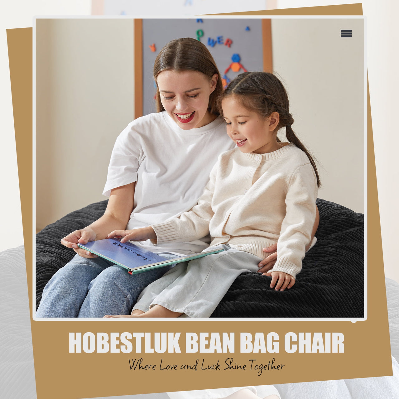 3.5FT Bean Bag Chair Adult Bean Bag Chair Large Bean Bag Chair with Filler Included Teardrop Bean Bag Chair with Removable Cover for Bedroom Living Room - (Large, Black)