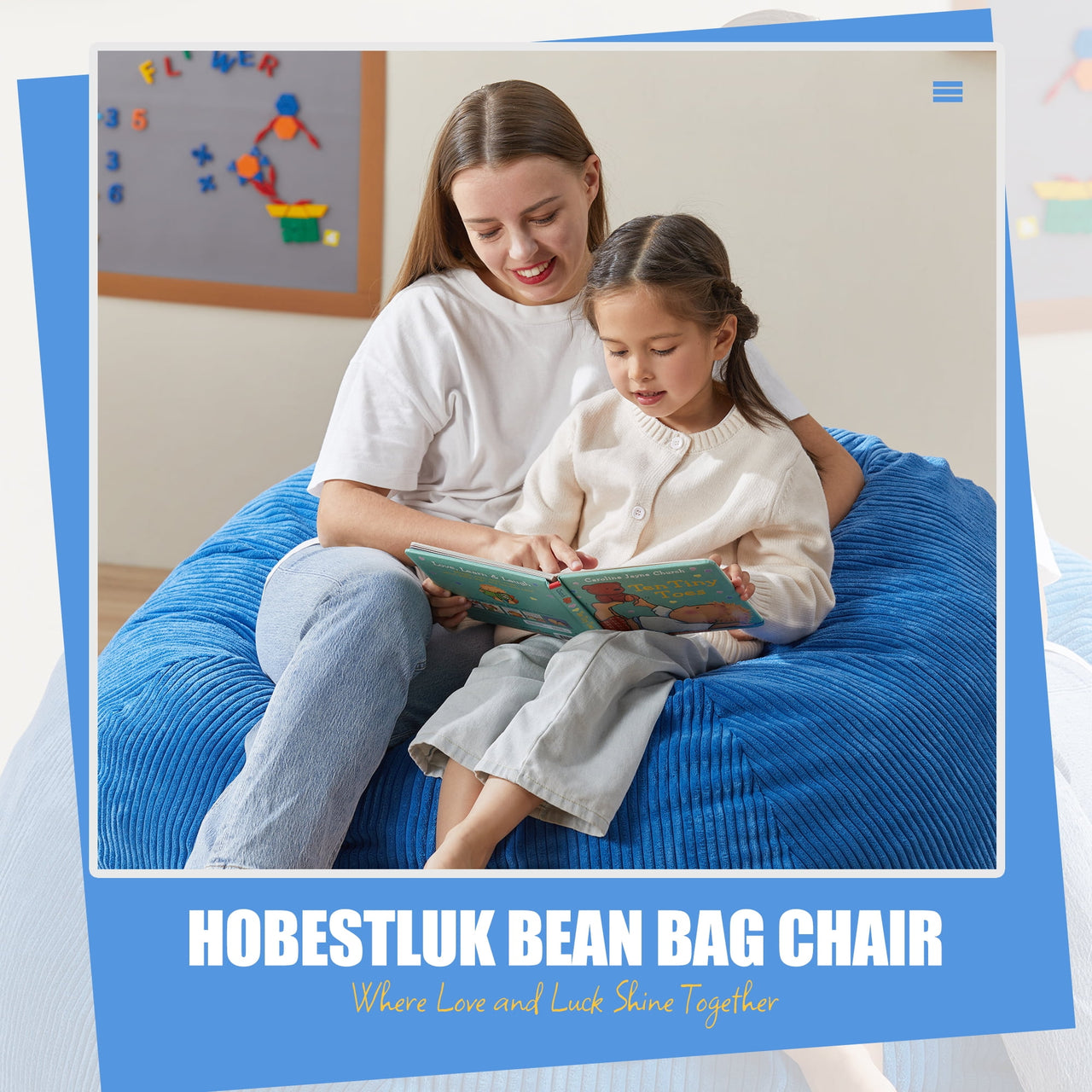 3.5FT Bean Bag Chair Adult Bean Bag Chair Large Bean Bag Chair with Filler Included Teardrop Bean Bag Chair with Removable Cover for Bedroom Living Room - (Large, Blue)