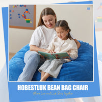 3.5FT Bean Bag Chair Adult Bean Bag Chair Large Bean Bag Chair with Filler Included Teardrop Bean Bag Chair with Removable Cover for Bedroom Living Room - (Large, Blue)