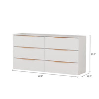 6-Drawer Double Dresser for Bedroom, White, MDF