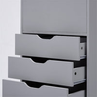 6 Drawer Dresser, Tall Dressers for Bedroom, Kids Dresser with Wheels, Storage Shelves with Drawers, Small Dresser for Closet, Makeup Dresser with 180 lbs Capacity - Grey