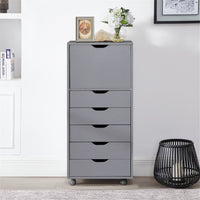 6 Drawer Dresser, Tall Dressers for Bedroom, Kids Dresser with Wheels, Storage Shelves with Drawers, Small Dresser for Closet, Makeup Dresser with 180 lbs Capacity - Grey
