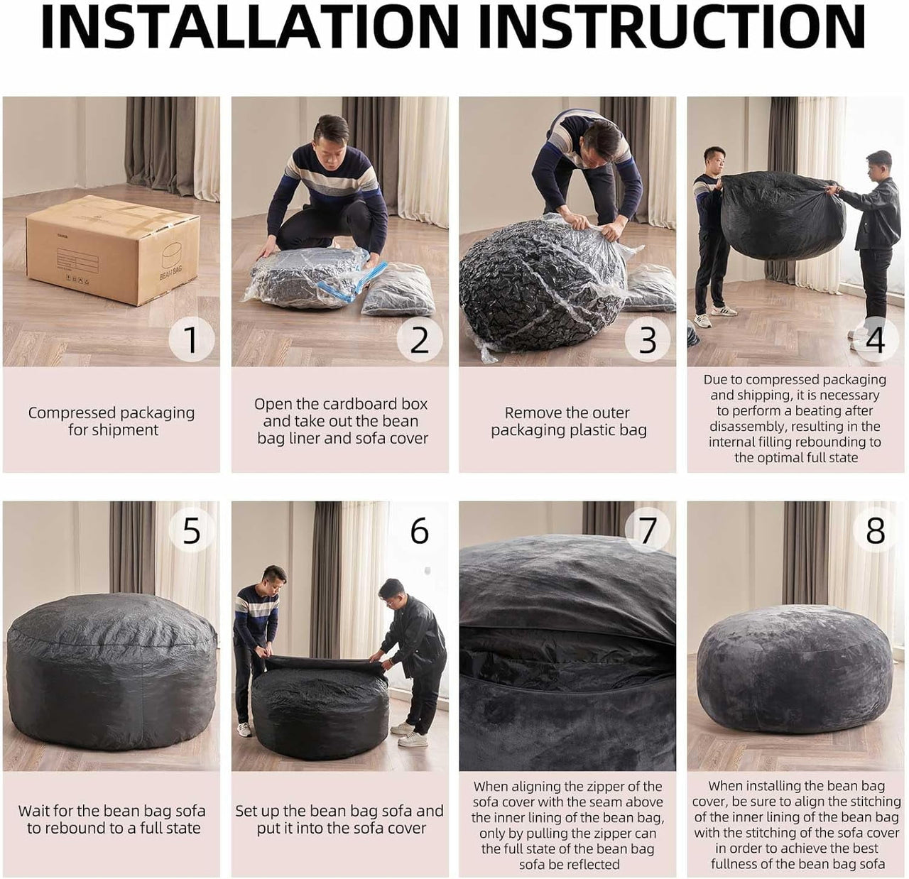 zyoiszvq 3ft Bean Bag Chair for Adults with Filling Memory Foam,Adult Bean Bag Chair with Removable Flannel Cover,Living Room,Bedroom,Dorm