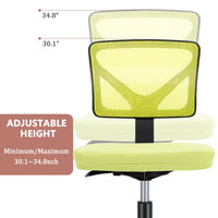 Yoyomax Computer Chair, Armless Ergonomic Desk Chair, Adjustable Swivel Small Office Chair with Lumbar Support and Wheels for Small Spaces, Green