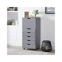 6 Drawer Dresser, Tall Dressers for Bedroom, Kids Dresser with Wheels, Storage Shelves with Drawers, Small Dresser for Closet, Makeup Dresser with 180 lbs Capacity - Grey