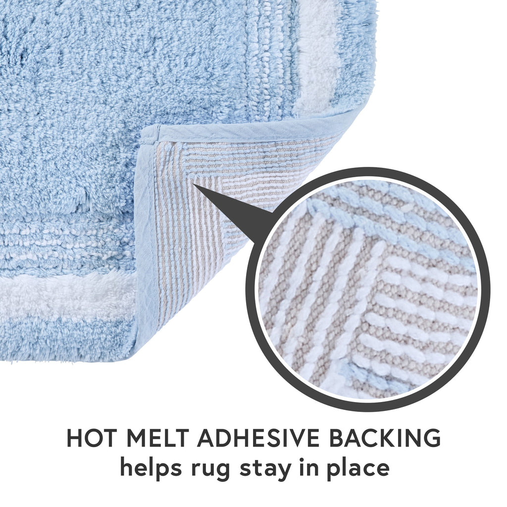 Better Homes & Gardens Bordered Striped 2-Pack Bath Rug Bundle, Blue Drop, 20” x 30”