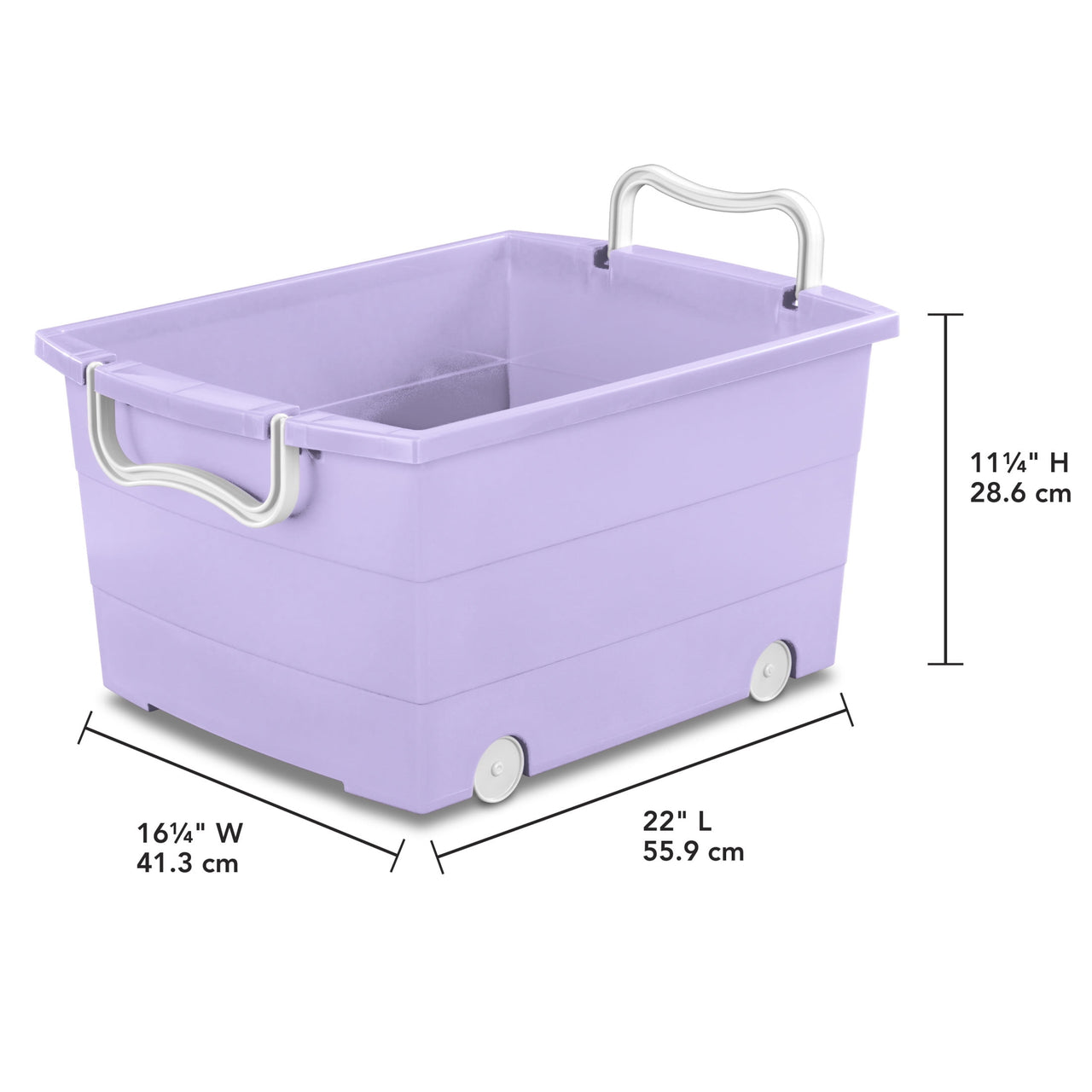 Your Zone Kids Rolling Toy Storage Bin with Handles, Purple, 22 in x 16 in x 11 in