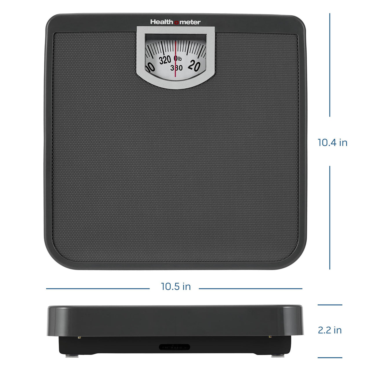 Health o meter Compact Dial Bathroom Scale, 330 lb. Capacity, Sturdy Metal Platform