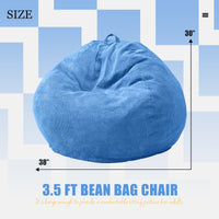 3.5FT Bean Bag Chair Adult Bean Bag Chair Large Bean Bag Chair with Filler Included Teardrop Bean Bag Chair with Removable Cover for Bedroom Living Room - (Large, Blue)