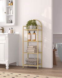 4 Tier Bookcase Bookshelf, Tempered Glass Bookshelves, Slim Shelving Unit for Bedroom, Bathroom