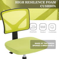 Yoyomax Computer Chair, Armless Ergonomic Desk Chair, Adjustable Swivel Small Office Chair with Lumbar Support and Wheels for Small Spaces, Green