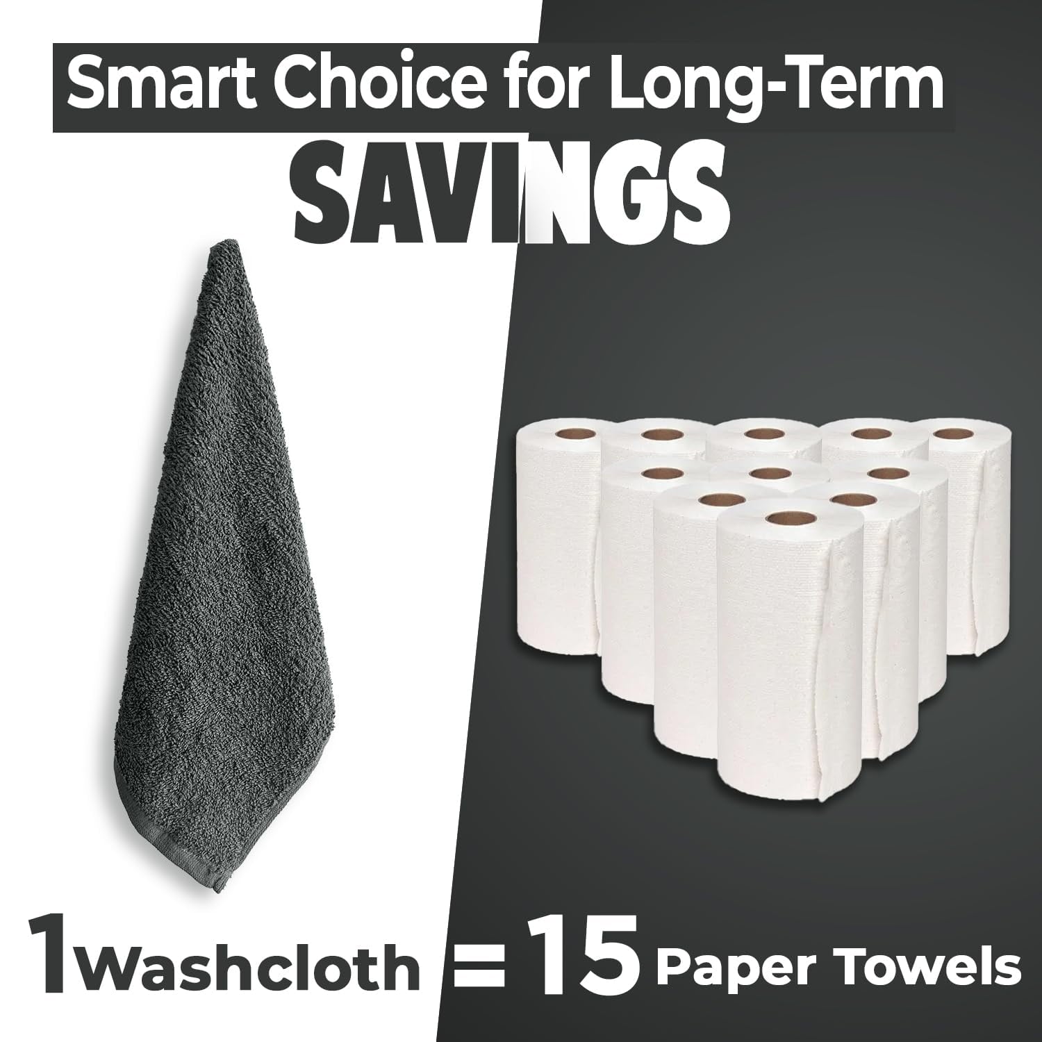 Dan River Washcloths pack of 24 High-Quality Soft Cotton Absorbent and Multipurpose Wash Clothes for Face & Body - Gray, 12x12in