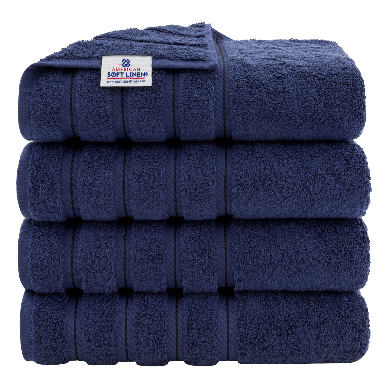American Soft Linen Turkish 6 Piece Towel Set, 100% Cotton Premium Soft Bathroom Towels, Electric Blue