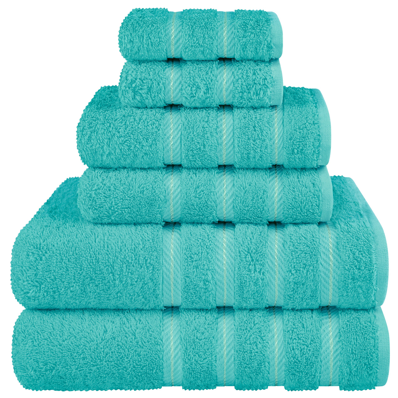 American Soft Linen Turkish 6 Piece Towel Set, 100% Cotton Premium Soft Bathroom Towels, Electric Blue