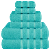American Soft Linen Turkish 6 Piece Towel Set, 100% Cotton Premium Soft Bathroom Towels, Electric Blue