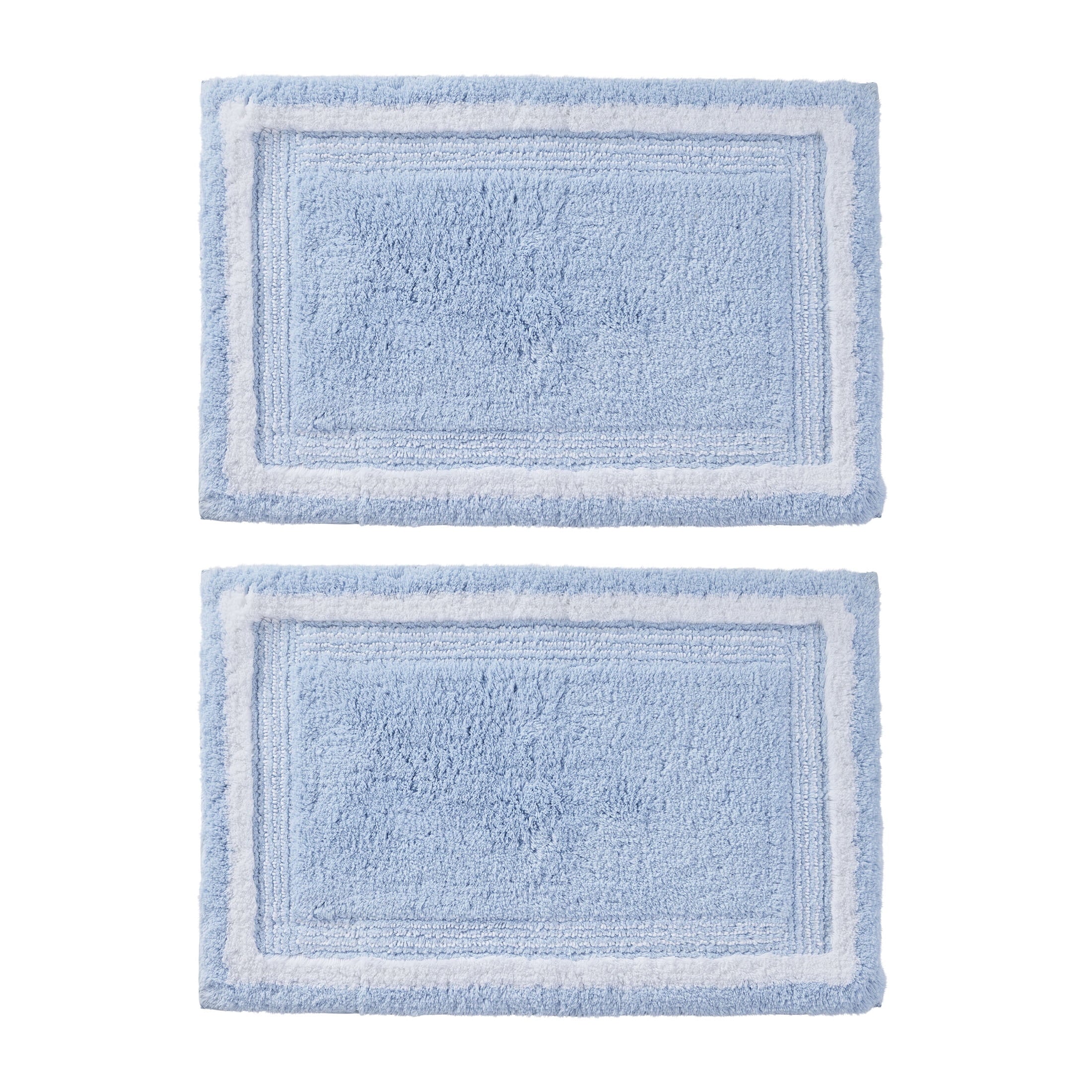 Better Homes & Gardens Bordered Striped 2-Pack Bath Rug Bundle, Blue Drop, 20” x 30”