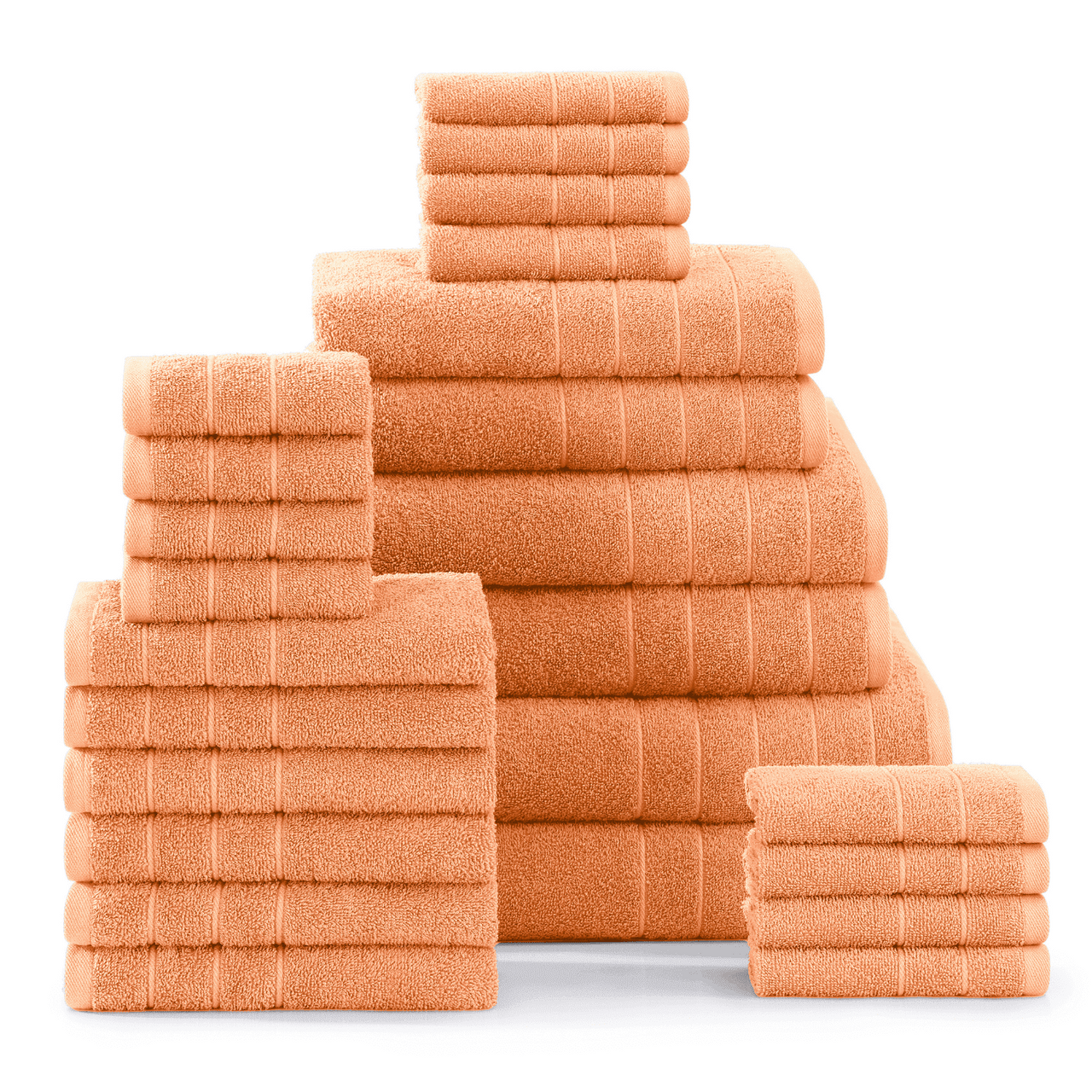 Casa Platino 100% Ring-Spun Cotton Bath Towels Set of 24 - 2 Bath Sheets, 2 Gym Towel, 2 Bath, 4 Fingertip, 6 Hand, 8 Washcloths, Gentle on Body, Quick Dry, Everyday Use – White