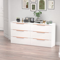 6-Drawer Double Dresser for Bedroom, White, MDF