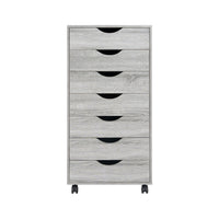 6 Drawer Dresser, Tall Dressers for Bedroom, Kids Dresser with Wheels, Storage Shelves with Drawers, Small Dresser for Closet, Makeup Dresser with 180 lbs Capacity - Grey