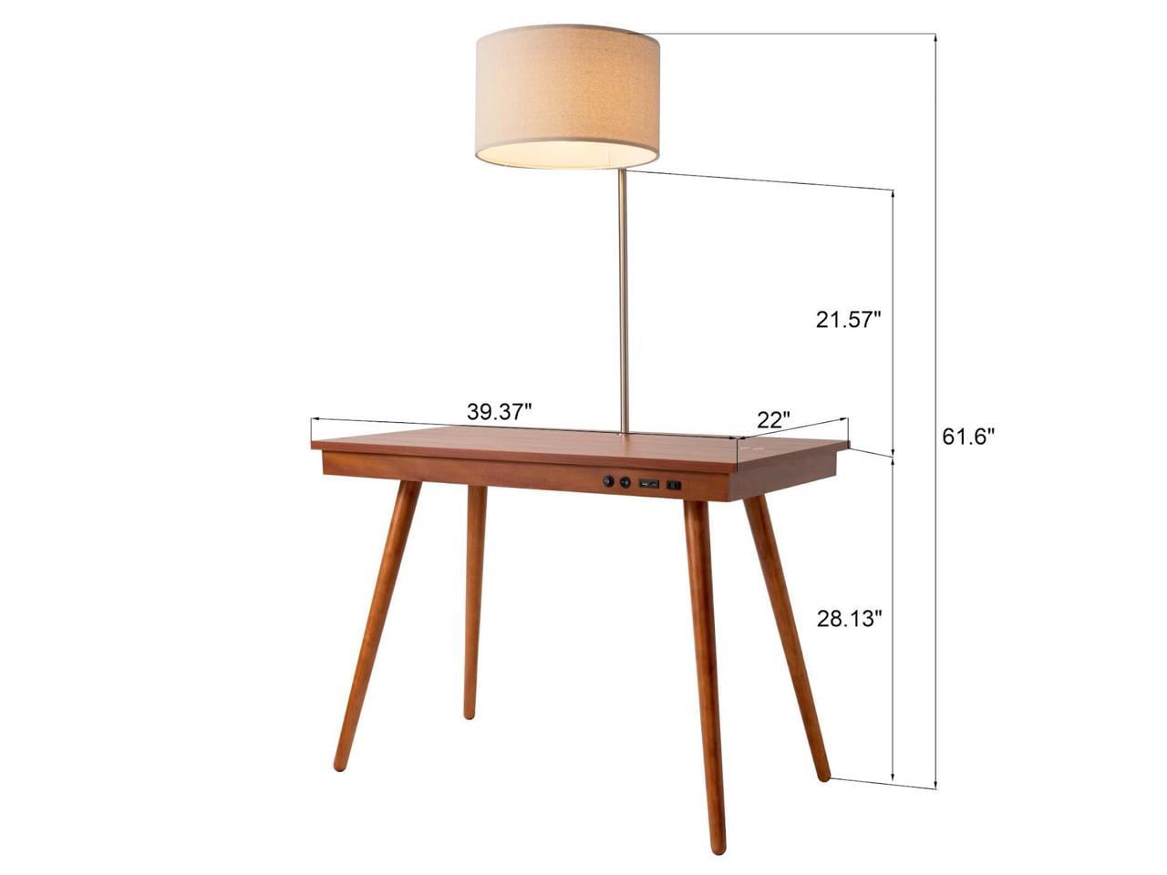 "FENLO Oval Mid-Century Modern Desk with USB-C Charging Station, 45.5"", White"