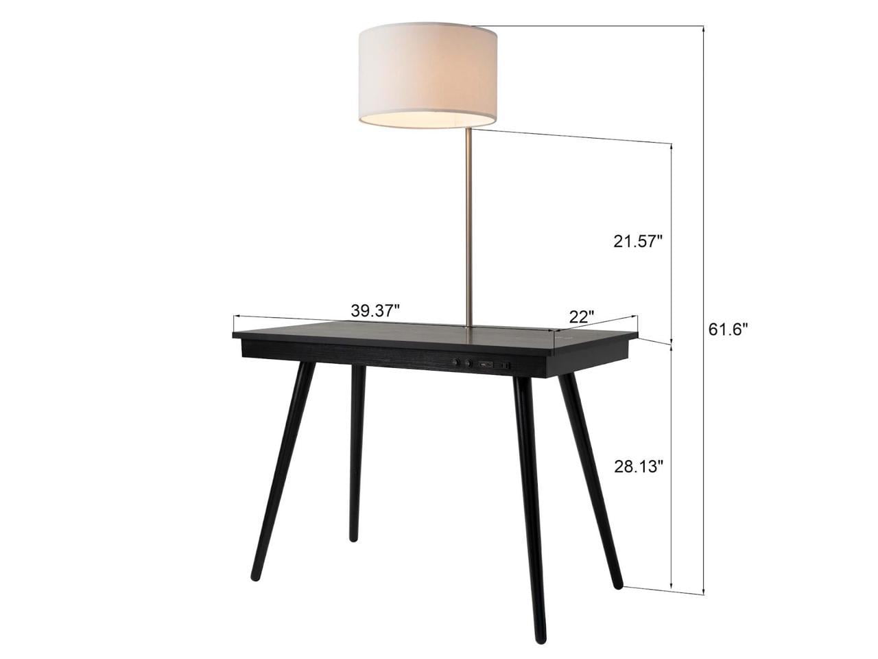 "FENLO Oval Mid-Century Modern Desk with USB-C Charging Station, 45.5"", White"