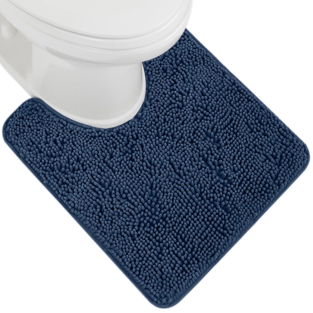 GORILLA GRIP Chenille Bath Rug 24x17, Rubber Backing Quick Dry Washable Microfiber Mats, Grey
