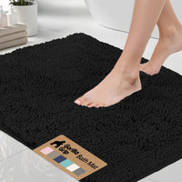 GORILLA GRIP Chenille Bath Rug 24x17, Rubber Backing Quick Dry Washable Microfiber Mats, Grey