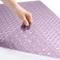 GORILLA GRIP Patented Bath Tub Shower Mat, Machine Washable Bathtub Floor Liner Mats, Suction Cups and Drain Holes to Keep Tubs Clean, Soft on Feet, Bathroom Essentials, 35x16 Inch, Clear
