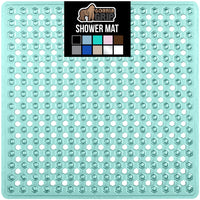 GORILLA GRIP Patented Bath Tub Shower Mat, Machine Washable Bathtub Floor Liner Mats, Suction Cups and Drain Holes to Keep Tubs Clean, Soft on Feet, Bathroom Essentials, 35x16 Inch, Clear