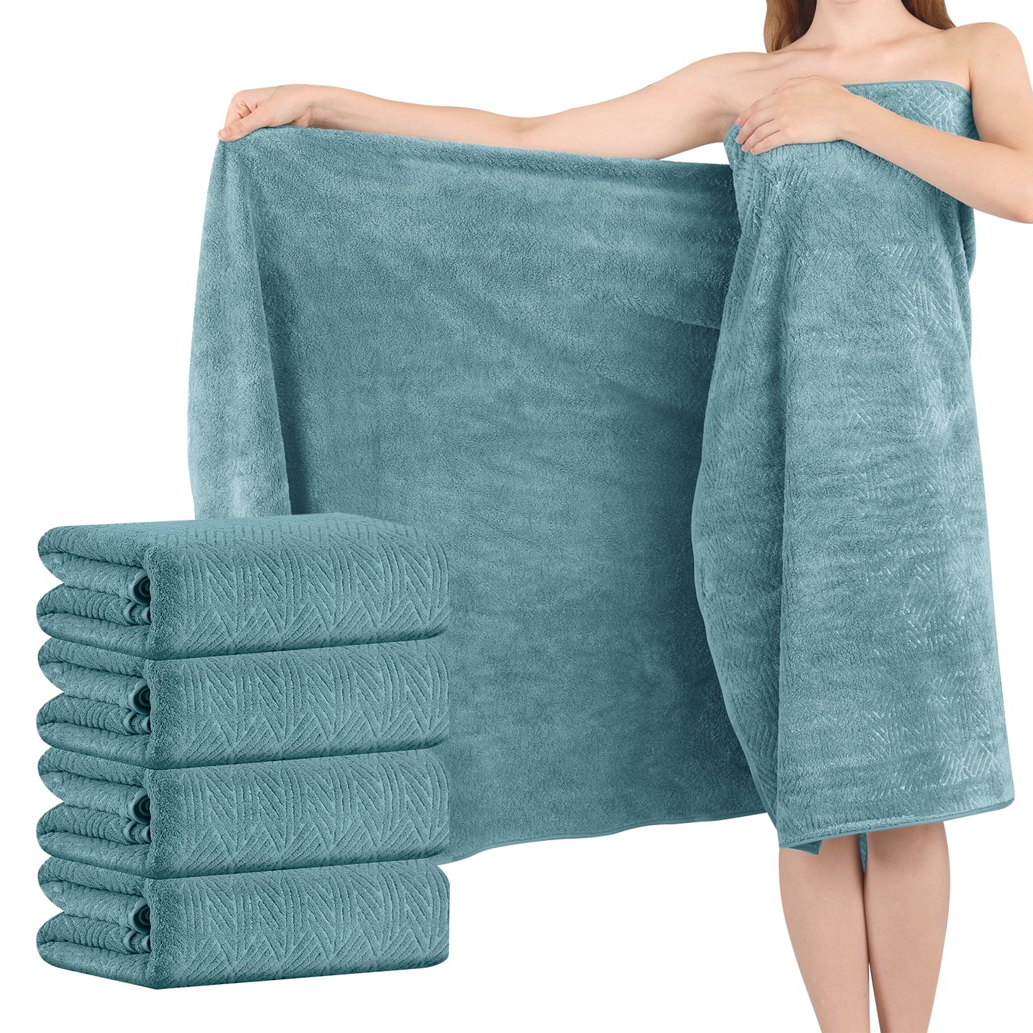 Green Essen 4 Pack Oversized Bath Towel Sets 700 GSM Soft Shower Towels 35 x 70 Inches Quick Dry Bath Sheets Highly Absorbent Bath Towel Clearance for Bathroom Spa Hotel Gym(Dark Grey)
