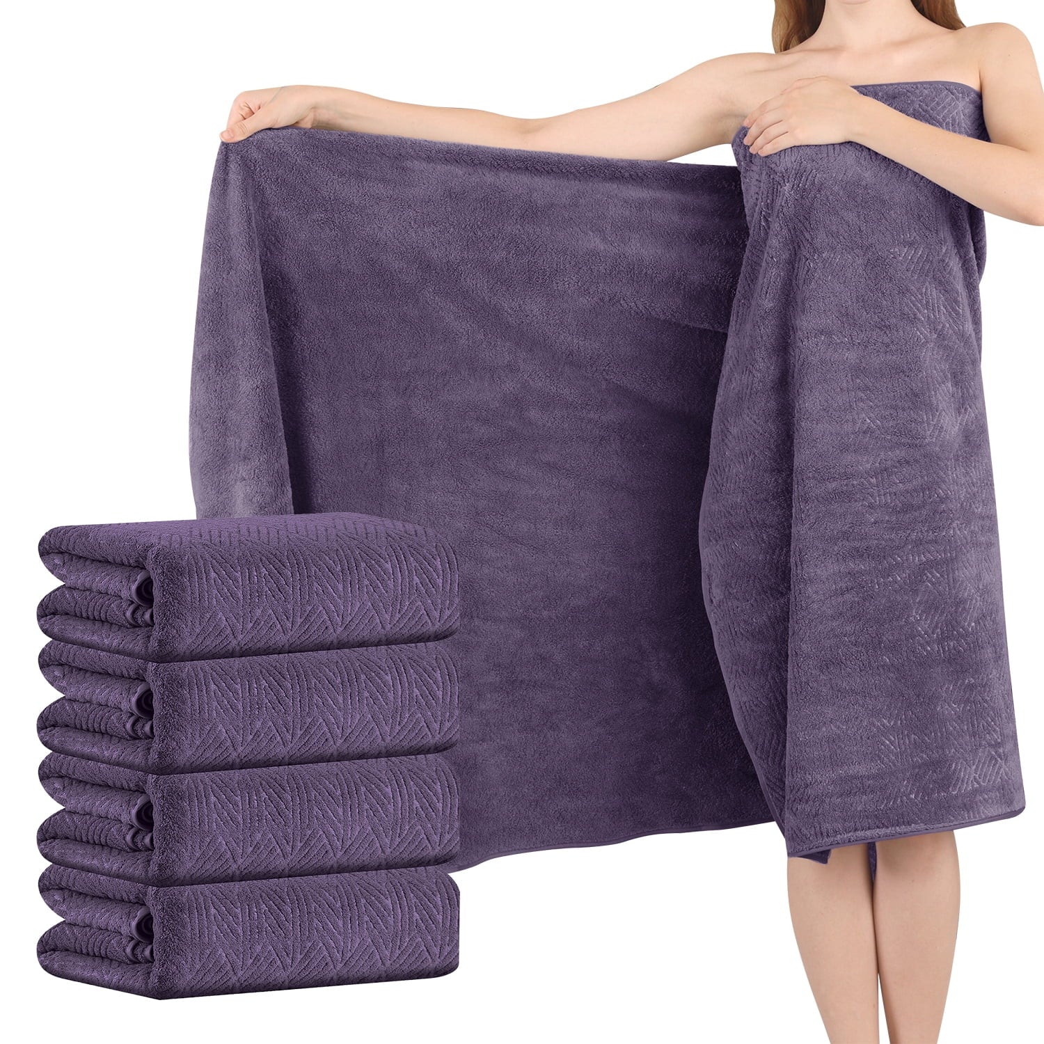 Green Essen 4 Pack Oversized Bath Towel Sets 700 GSM Soft Shower Towels 35 x 70 Inches Quick Dry Bath Sheets Highly Absorbent Bath Towel Clearance for Bathroom Spa Hotel Gym(Dark Grey)
