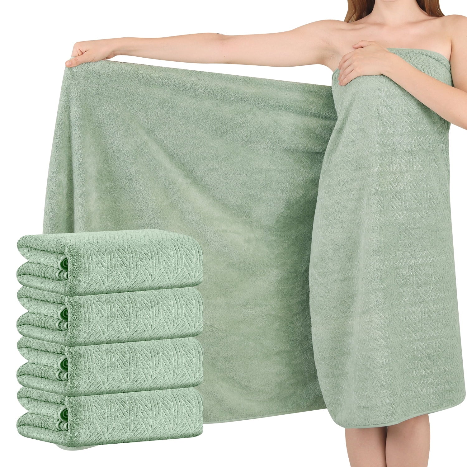 Green Essen 4 Pack Oversized Bath Towel Sets 700 GSM Soft Shower Towels 35 x 70 Inches Quick Dry Bath Sheets Highly Absorbent Bath Towel Clearance for Bathroom Spa Hotel Gym(Dark Grey)
