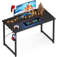 48 inch Large Computer Desk, Study Writing Table for Large Spaces, Simple Home Office Desks with Headphone Hooks, Black