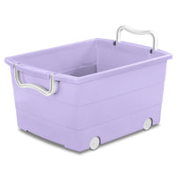 Your Zone Kids Rolling Toy Storage Bin with Handles, Purple, 22 in x 16 in x 11 in