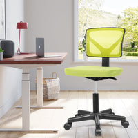 Yoyomax Computer Chair, Armless Ergonomic Desk Chair, Adjustable Swivel Small Office Chair with Lumbar Support and Wheels for Small Spaces, Green