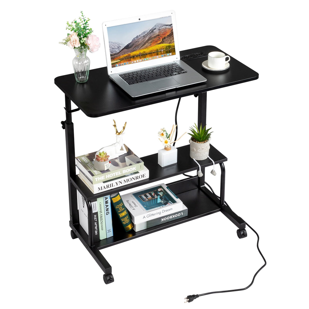 Zimtown Side Table Rolling Computer Desk Stand Coffee Sofa End Cart Laptop PC Tray Home