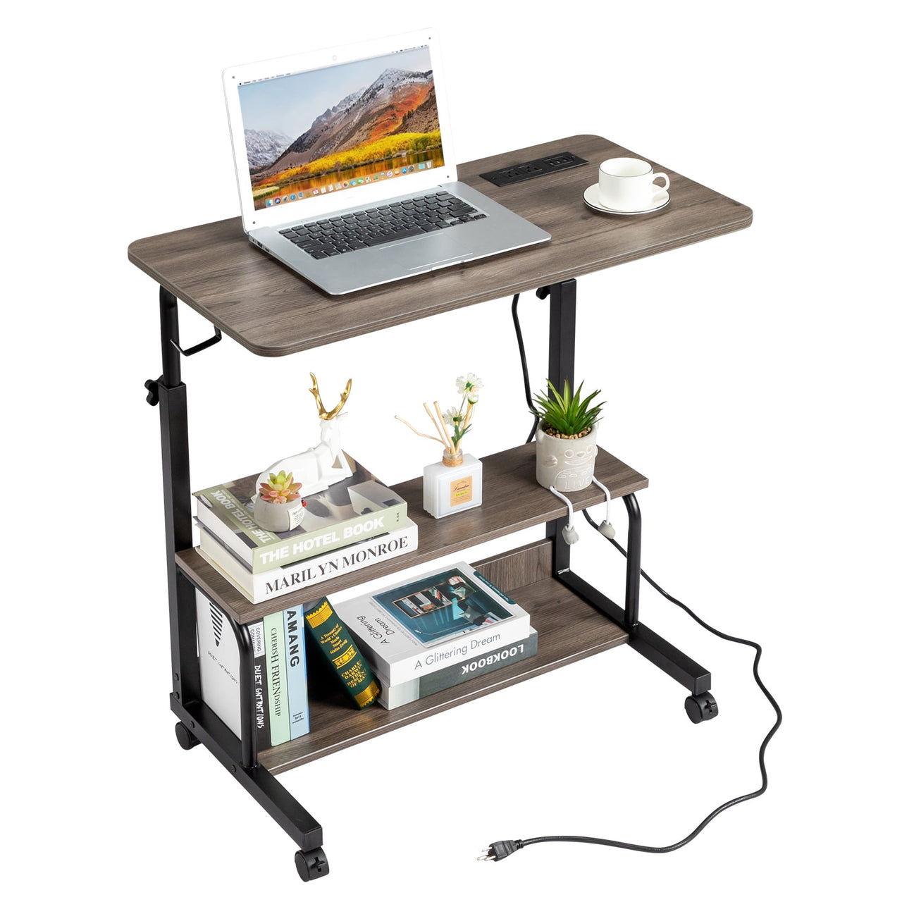 Zimtown Side Table Rolling Computer Desk Stand Coffee Sofa End Cart Laptop PC Tray Home