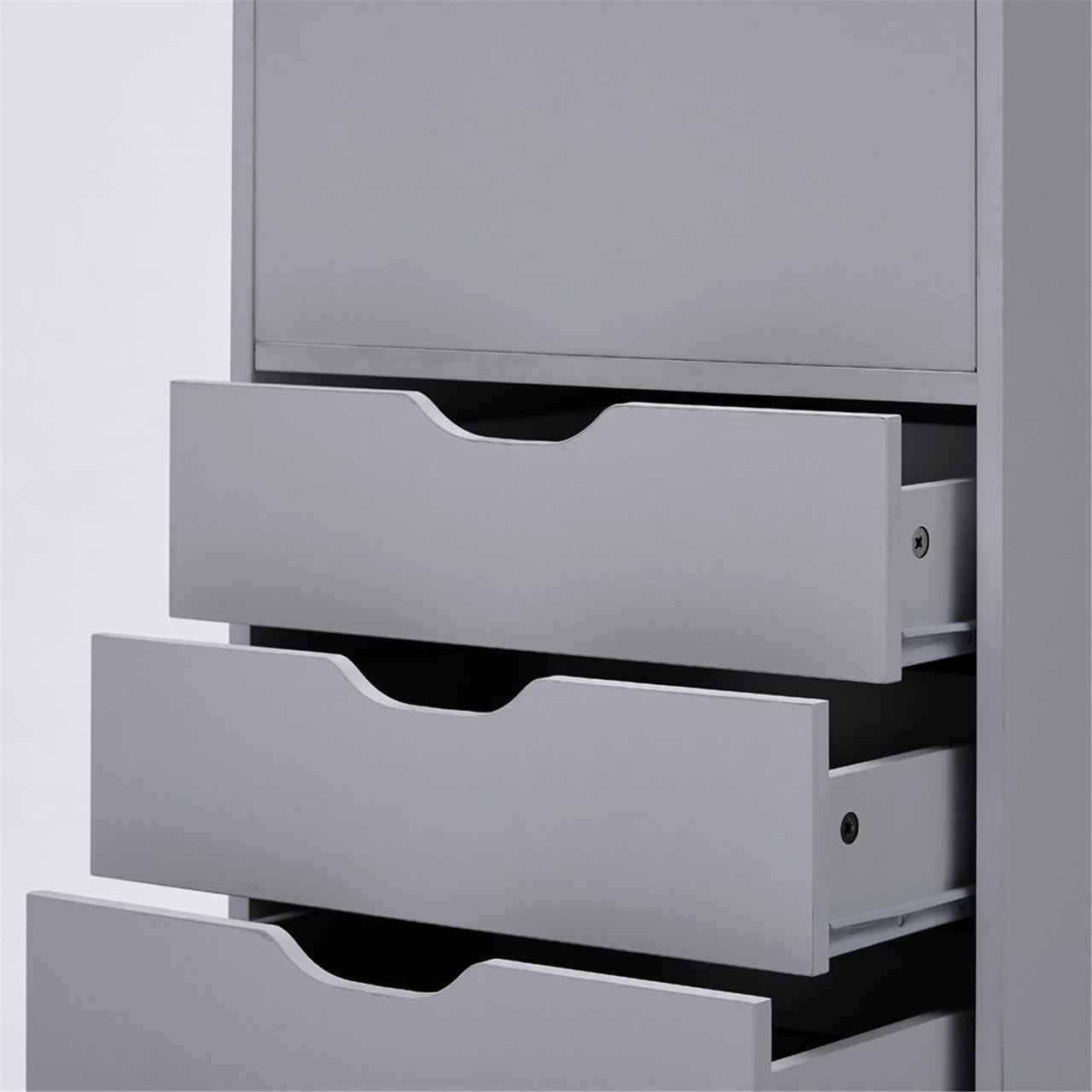 6 Drawer Dresser, Tall Dressers for Bedroom, Kids Dresser with Wheels, Storage Shelves with Drawers, Small Dresser for Closet, Makeup Dresser with 180 lbs Capacity - Grey